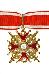 The Order of St. Stanislaus III  degree  with Swords on the tape on a white background. 