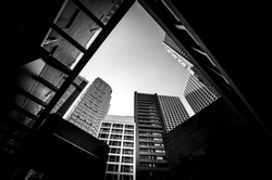 Abstract modern architecture with high contrast black and white tone