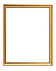 Gold vintage frame. Elegant vintage gold/gilded picture frame with beading. Isolated on white.