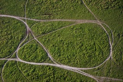 Aerial view of dirt roads