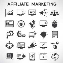 e marketing and affiliate marketing icons set