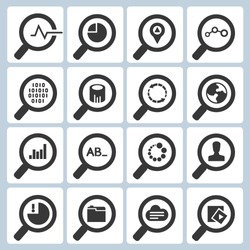 magnifying glass icons set