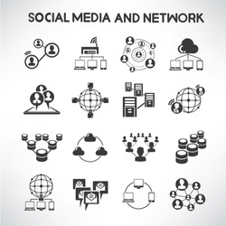 social media and network icons set, information technology