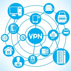 Virtual Private Network concept info graphic network with blue theme