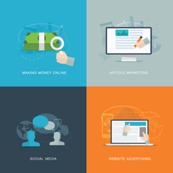 Flat web advertisiment and social media development vector concepts