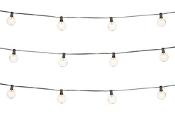 Clear string lights on white background