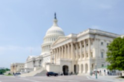 Defocused background of the United States Capitol building, Washington DC, USA. Intentionally blurred post production for bokeh effect