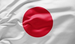 Waving national flag of Japan