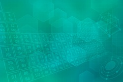 Turquoise futuristic background with  periodic table of elements