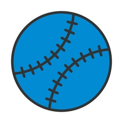 Baseball Ball Icon. Editable Bold Outline With Color Fill Design. Vector Illustration.
