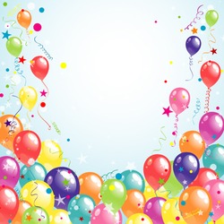 Color beautiful party balloons, vector illustration.