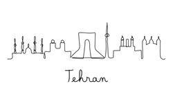 One line style Tehran city skyline. Simple modern minimaistic style vector.