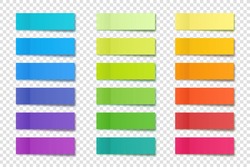Realistic sticky notes collection. Colorful sticky paper sheets. Vector illustration.