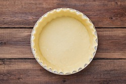 Homemade  pie preparation, empty pie  crust. top view