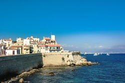 Historical part of Antibes, town in french Riviera on côte d'azur,