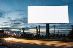 billboard blank for outdoor advertising poster or blank billboard at night time for advertisement. street light