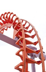 A segment of a roller coaster ,on white background