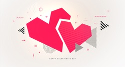 Abstract geometric glitch art love heart for Valentine's Day invitation card design