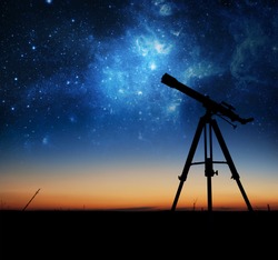 Silhouette of Telescope. Elements of this image furnished by NASA.