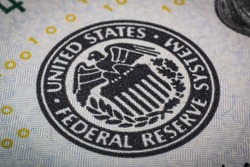 Federal reserve system symbol. Macro shot