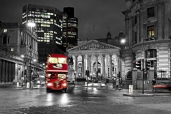 Royal Exchange London With Red Route master Bus