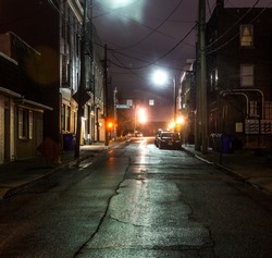 An empty steet in the evening in Lexington, Kentucky, USA