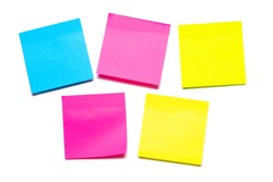 Colorful sticky notes isolated on white background