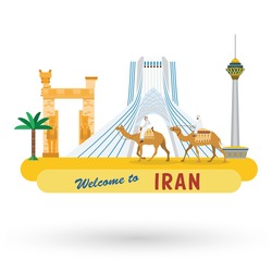 Flat design, Iran's landmarks and icons, Vector Illustration