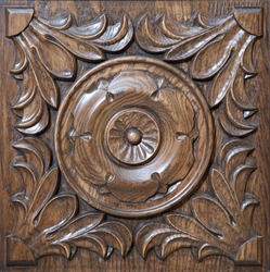 Carved pattern on wood, element of decor