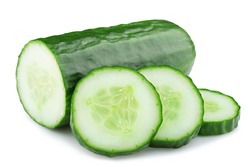 ripe cucumber isolated on white background clipping path