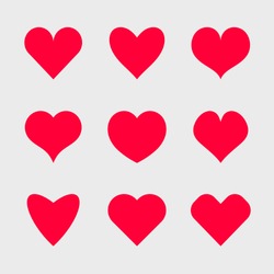 Vector hearts icons set.