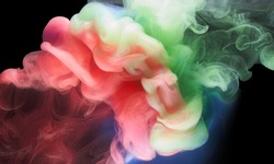 Multicolored bright smoke abstract background colorful fog vibrant colors wallpaper swirl mix paint underwater