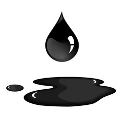 Black oil drop and spill