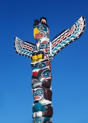 A Native American totem pole