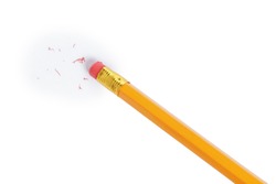 pencil erasing something, with pieces of rubber