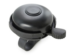 Black bike bell isolated on a white background.