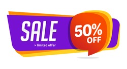 50 discount, Sales Vector badges for Labels, , Stickers, Banners, Tags, Web Stickers, New offer. Discount origami sign banner