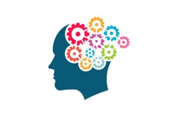 Group of Brain Gears working connected. Creative Mind Concept . Logo Vector