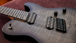 Close Up Shot Of A Modern Seven String Electric Guitar