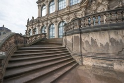 Stone steps in Zwinger Palace, Dresden, Germany.