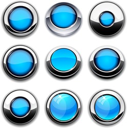 Aqua high-detailed buttons in different styles.