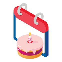 Birthday calendar icon. Isometric illustration of birthday calendar vector icon for web