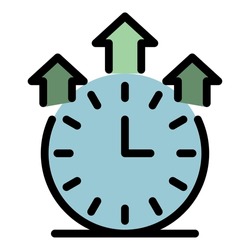 Advertising work time icon. Outline advertising work time vector icon color flat isolated