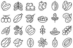Date fruit icons set outline vector. Leaf food. Dried branch