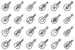 Ukulele icons set outline vector. Acoustic guitar. Audio band