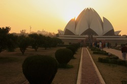 Lotus Temple at sunset, New Delhi, India