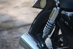 Low ride motorcycle, chrome suspension 