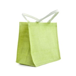 Hessian or jute bag - reusable green shopping bag with loop handles - isolated