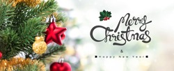 Merry Christmas and Happy New Year, panoramic banner