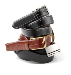 rolled leather belts isolated
